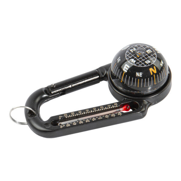 Karabinerhaken mit Kompass &amp; Thermometer, Black - Bild 1