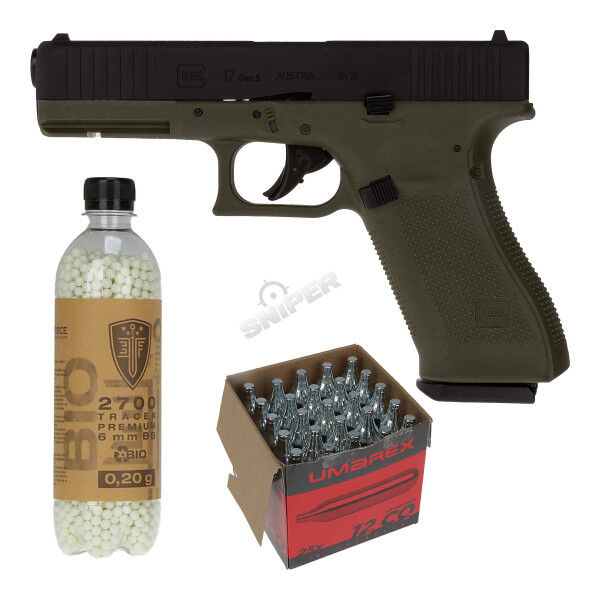 Bundle Deal - Glock 17 Gen 5 GBB Softair Pistole, Black/Green - Bild 1