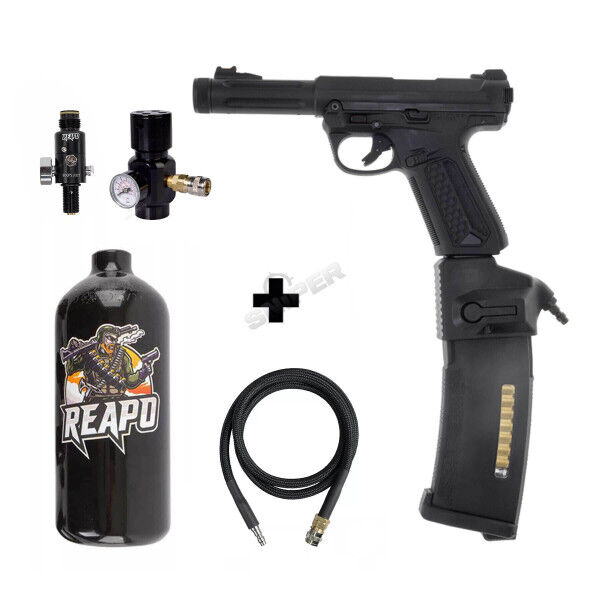 HPA Set Action Army AAP 01 + Bottle + Dominator US + PTS, Black - Bild 1