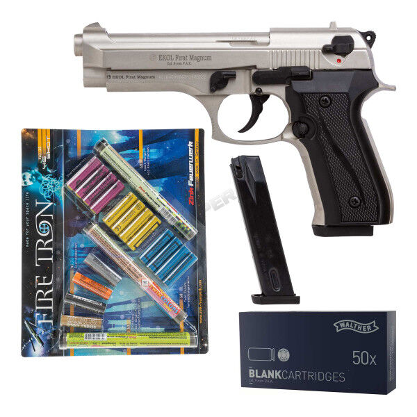 Silvester Bundle #1 EKOL Firat 9mm P.A.K. Schreckschusspistole, Nickel - Bild 1