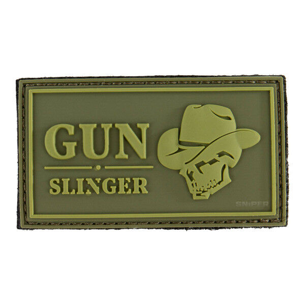 Patch PVC 3D Gun Slinger Skull Cowboy, green - Bild 1