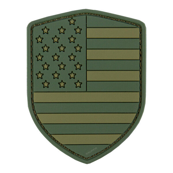 PVC Shield Patch US Flag, Green - Bild 1