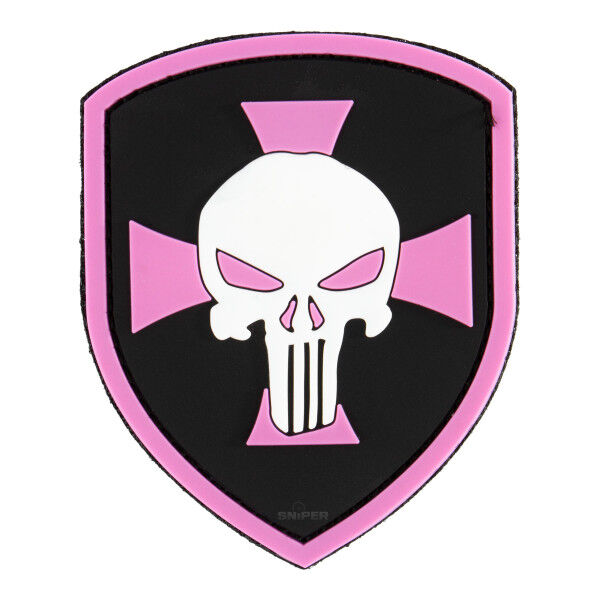 Patch PVC 3D Punisher Kreuz, rosa - Bild 1