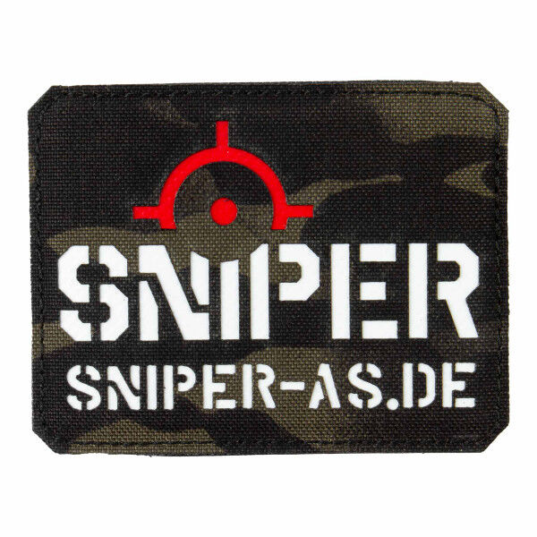 Sniper Lasercut Patch, Multicam Black, 9x7cm - Bild 1