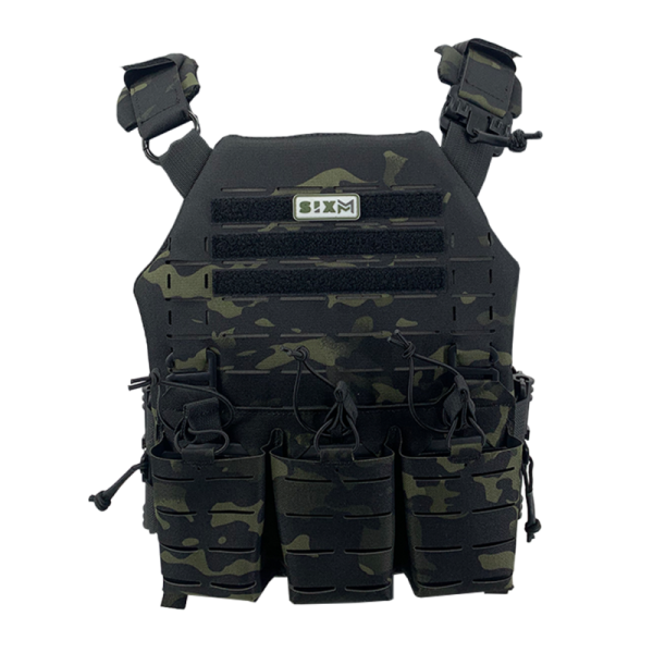 SixMM Plattenträger Tactical LLC, Black Camo - Bild 1