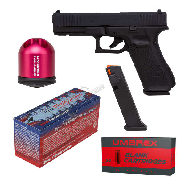 Silvester Bundle #2 Glock 17 Gen 5 9mm P.A.K Schreckschusspistole, Black - Bild 1