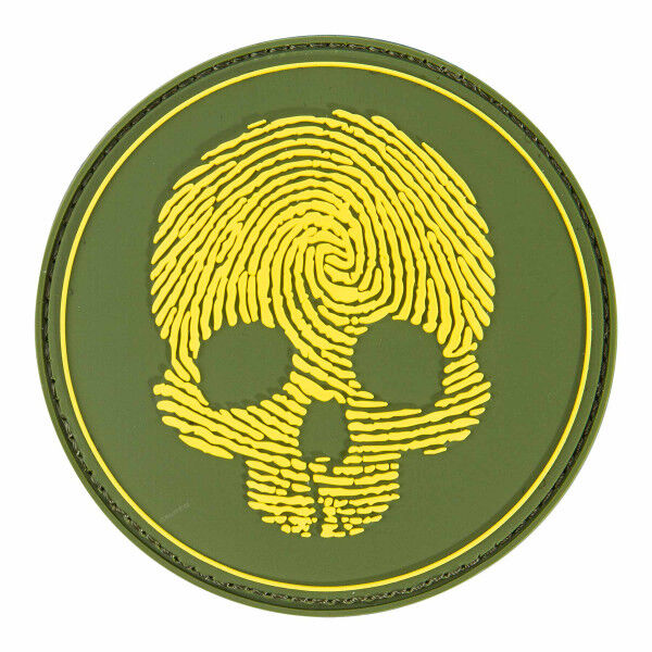 Patch 3D PVC fingerprint skull, yellow - Bild 1