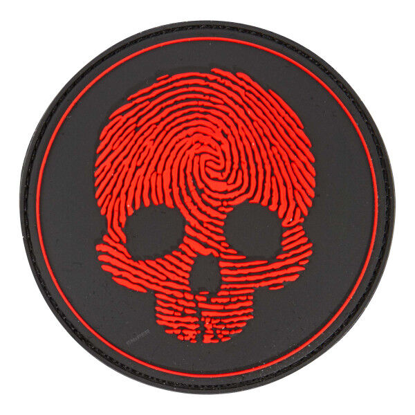 Patch 3D PVC fingerprint skull, red - Bild 1