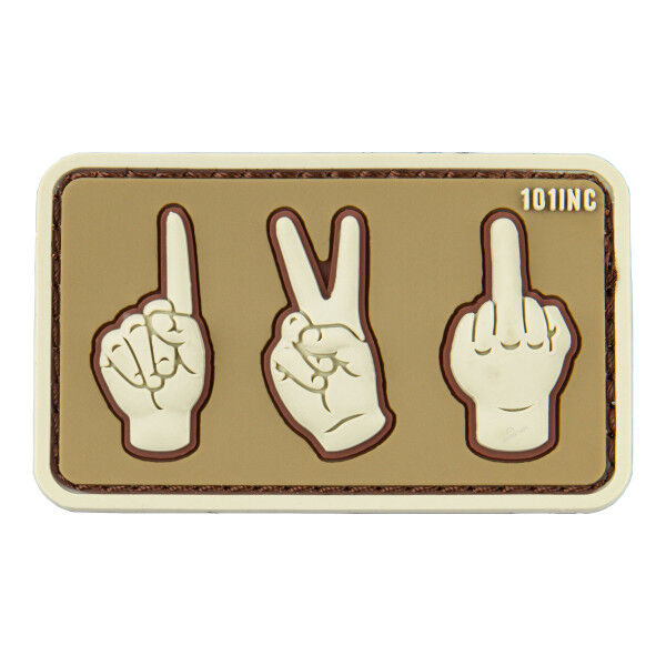 Patch 3D PVC one, two, fuck you, green/sand - Bild 1