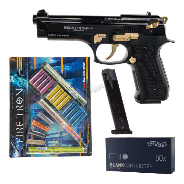 Silvester Bundle #1 EKOL Firat 9mm P.A.K. Schreckschusspistole, Black/Gold - Bild 1