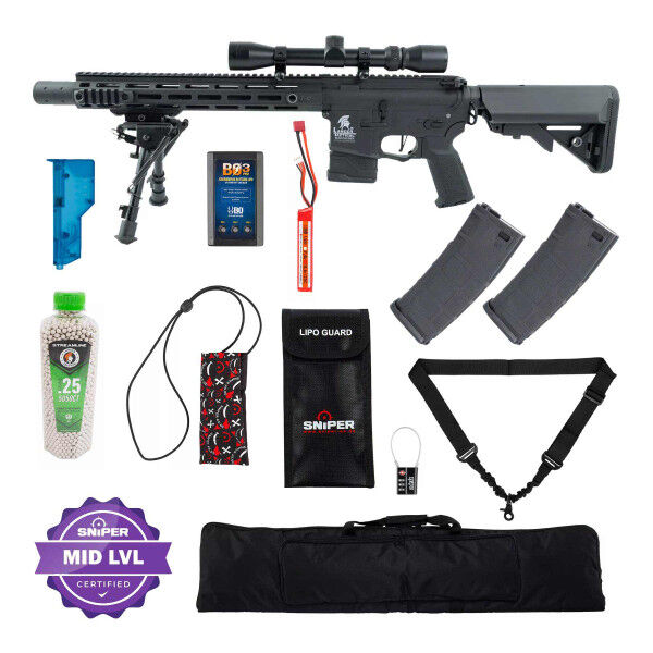 Einsteiger Set #3 - LT-32 DMR w/ Scope &amp; Bipod (S)AEG, Black - Bild 1