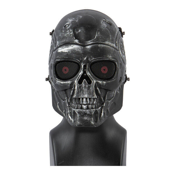 Full Face Mechanical Skull Mask, Silver &amp; Black - Bild 1