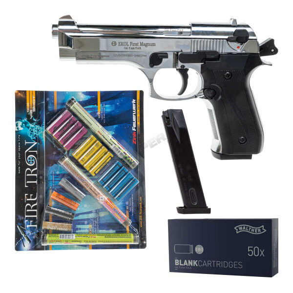 Silvester Bundle #1 EKOL Firat 9mm P.A.K. Schreckschusspistole, Chrome - Bild 1