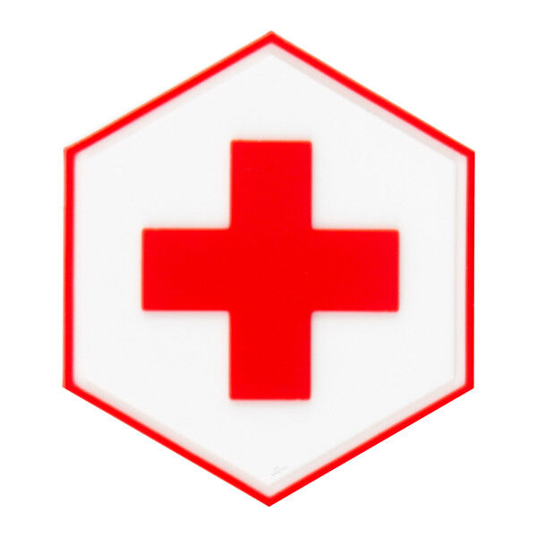 Hexagon 3D PVC Patch Red Cross - Bild 1