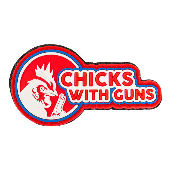 3D PVC Patch Chicks with Guns, Red - Bild 1
